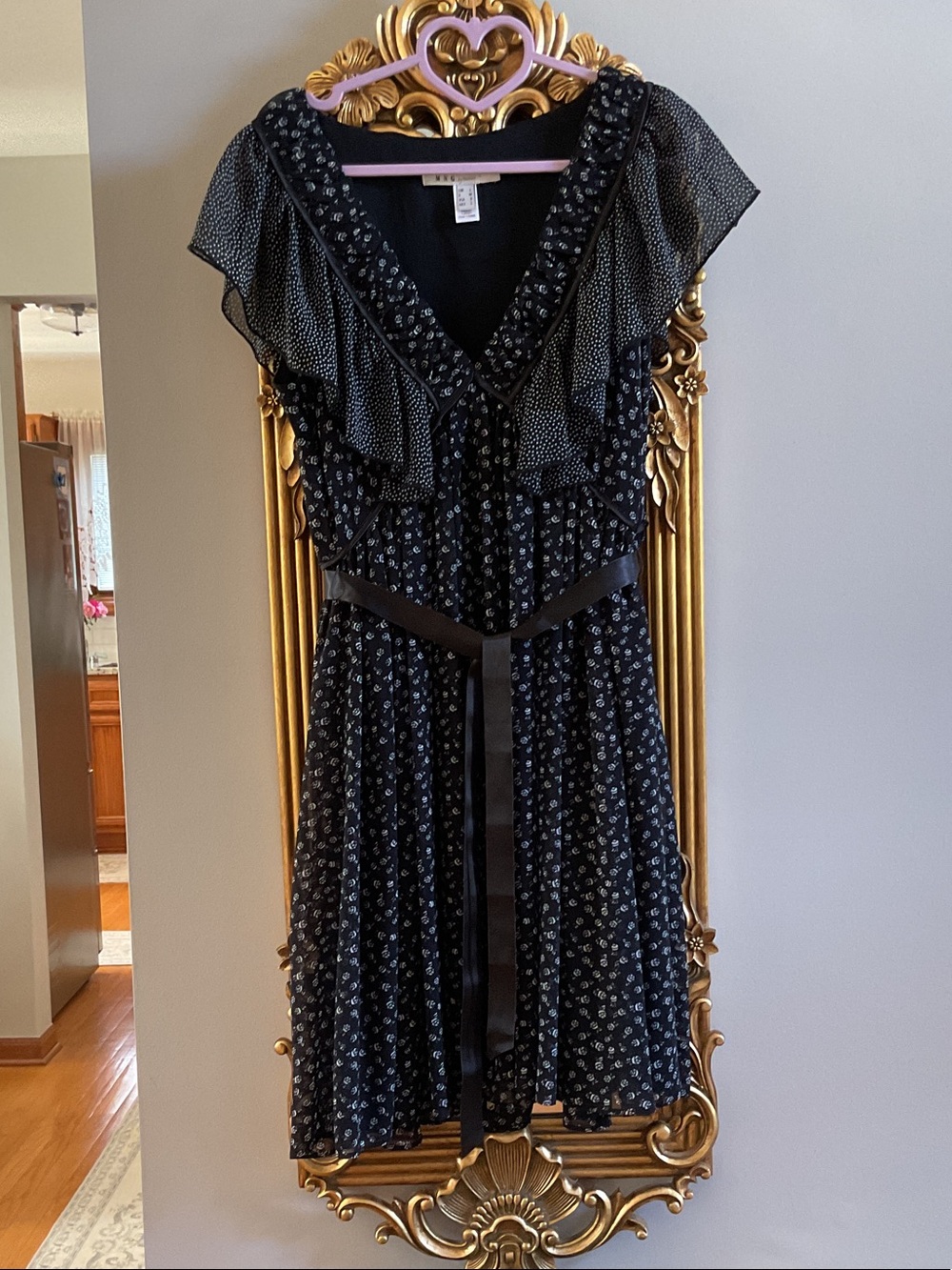 Mango Black White Ditsy Floral Ruffle Summer Dress with Sash 8